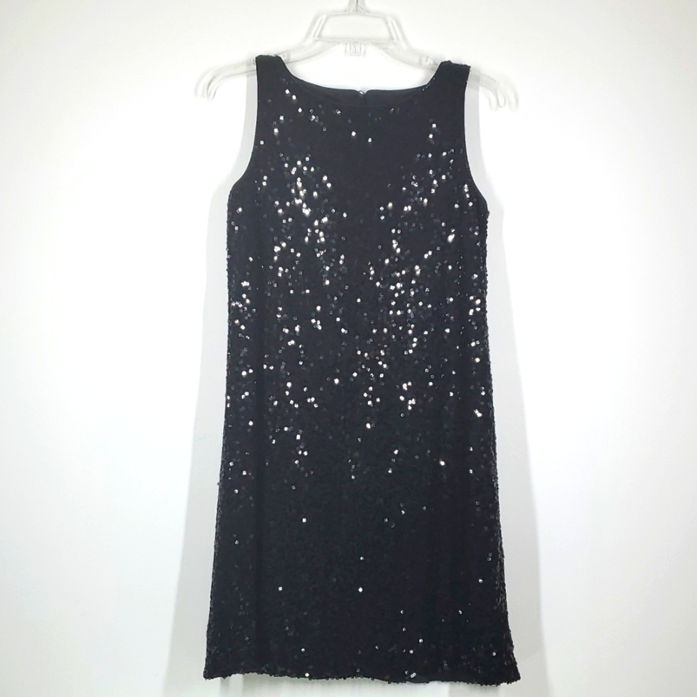 Nine West Black Sequin Sleeveless Dress 6 NWOT